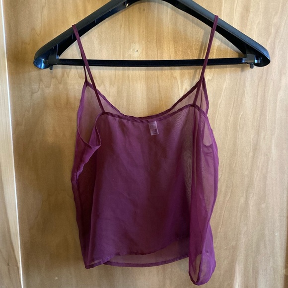 MUST GO American Apparel Chiffon Sheer Cami Tank Top Burgundy Purple Small - Picture 2 of 4